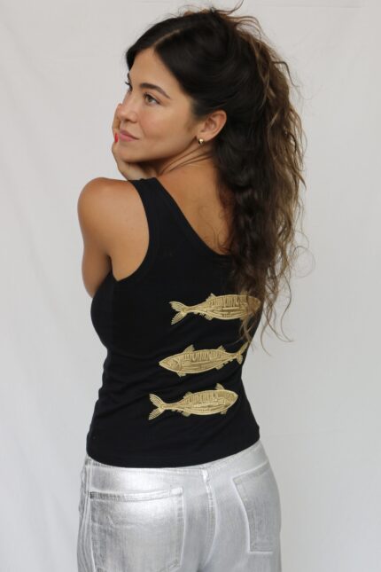 regata peixe costas | preto com dourado