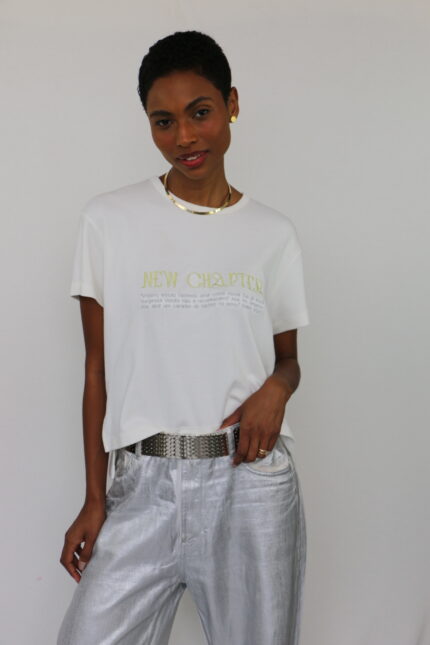 tshirt new chapter | off white com amarelo