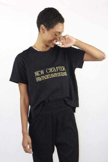 tshirt new chapter | preto com verde